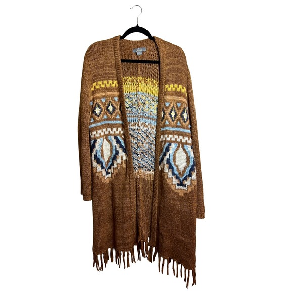 Natural Reflections Sweaters - Natural Reflections Southwestern Fringe Cardigan XL Bass Pro Boho Western Cabin